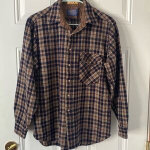 Pendleton 1970s Vintage Wool Western Work Wear Suede Lobo Flannel Shirt